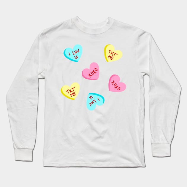 Sweet Candy Hearts Valentines Day Long Sleeve T-Shirt by julieerindesigns